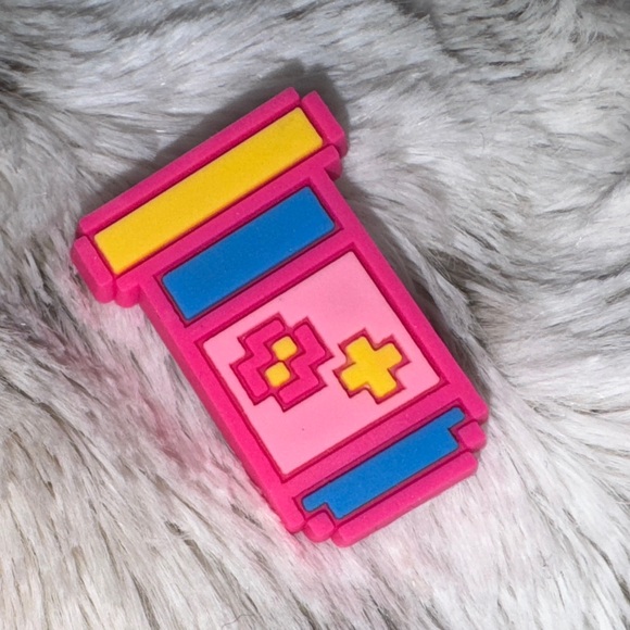 Pink 8-Bit Pill Bottle Shoe Charm 5/$20 - Picture 1 of 1